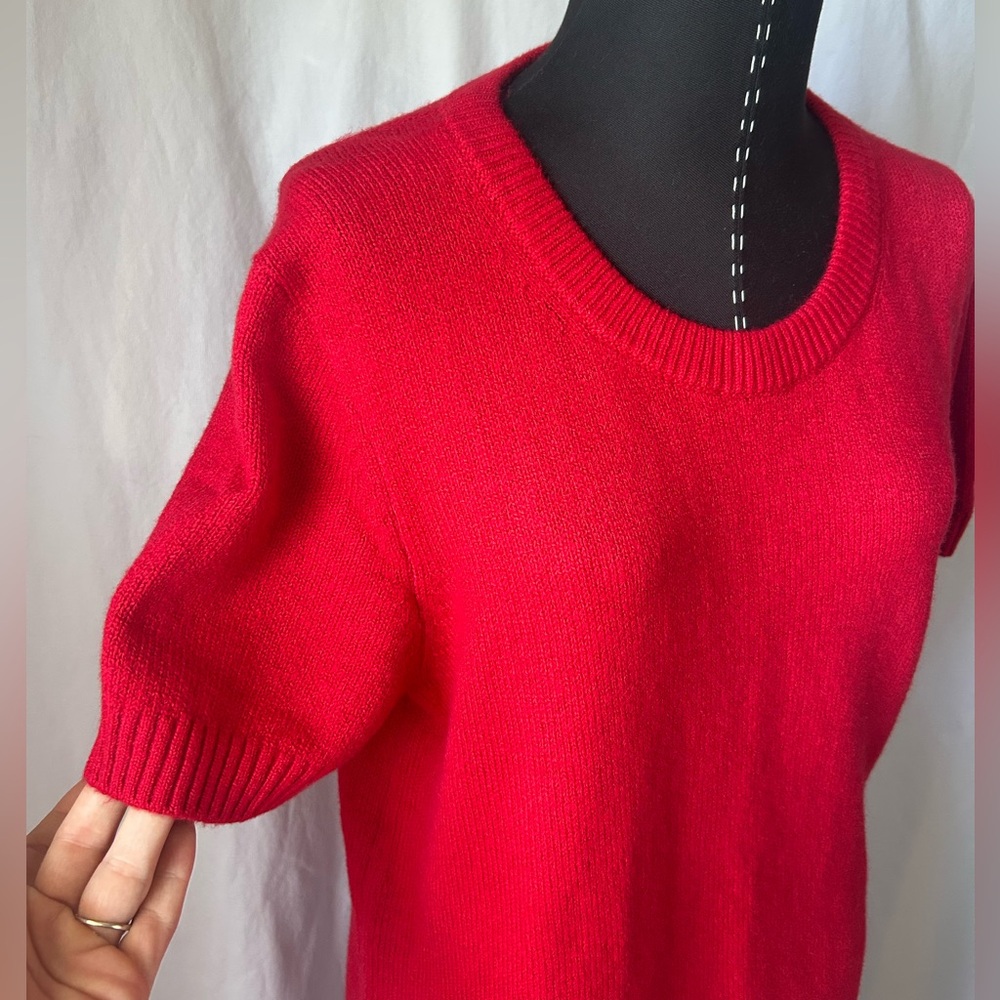 GAP CashSoft Mini Red Knit Short Sleeve Crewneck Sweater Dress Size Large NWT - Picture 6 of 11
